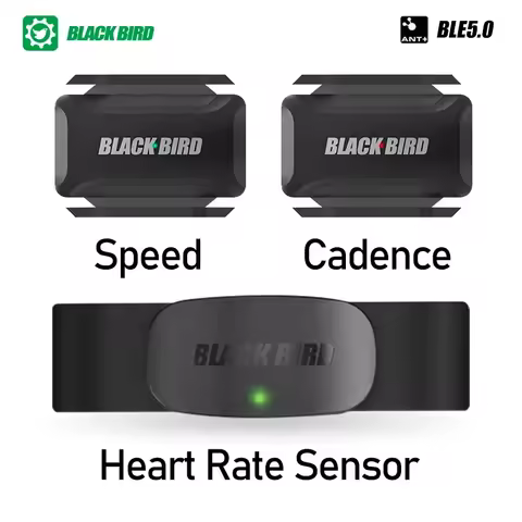 Black Bird Heart Rate Cadence Sensor Speed Speedometer ANT+ Bluetooth 5.0 Compatible with Garmin IGP
