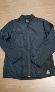 正品韓國專櫃購回Reebok太空棉拼接防風材質黑色立領外套上衣