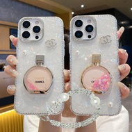 【New】Frame & Bezel Diamond Series Quicksand Perfume Bottle Holder IMD Phone Case, with Bracelet, For