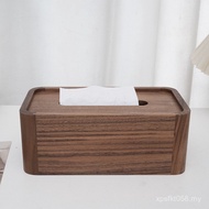 Wooden Black Walnut Retro Restaurant Tissue Box Tissue Box Paper Box Hotel Desktop Square Household 