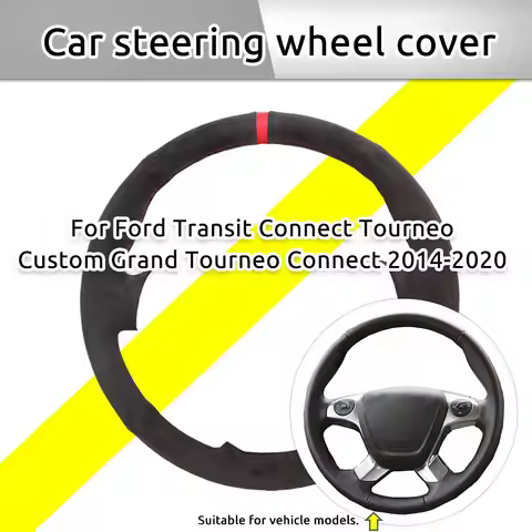 Dark Grey Car Steering Wheel Cover For Ford Transit Connect Tourneo Custom Grand Tourneo Connect Sue