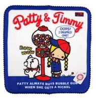《軒恩株式會社》PATTY &amp; JIMMY日本製 50周年糖果扭蛋機小毛巾 小手帕 127988