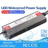 500W LED Driver DC12V 24V IP67 Waterproof Lighting Transformers for Outdoor Lights Power Supply AC17