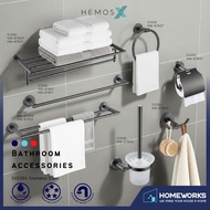 HEMOS BATHROOM FITTING SUS304 ACCESSORIES TOWEL RACK PAPER HOLDER MATT GREY 87SERIES