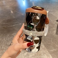 แก้วกาแฟสแตนเลส 316 เครื่องประดับเพชร แก้วอุ่นน้ำ แก้วดื่มน้ำแบบพกพาสำหรับผู้หญิง แก้วดื่มน้ำแบบไฮเอ