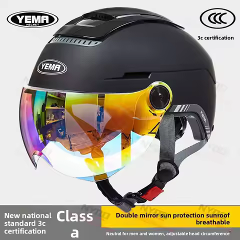 YEMA Universal Motorcycle Helmet Men's Summer Sun Protection Battery Car for Women's Four-season Ele