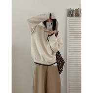 half zip sweatshirt half zipper sweatshirt Korean Style Half-Zipper Hooded Knit Sweatshirt - Autumn 