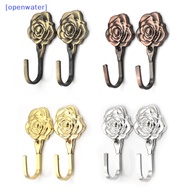 openwater 2pcs/set New Rose Pattern Metal Curtain Hooks Home Wall Door Decorative Hook backs MY