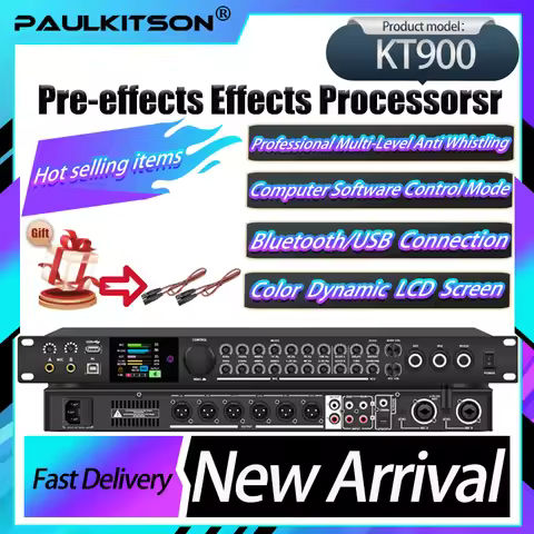 Paulkitson Kt900 Audio ECH Effect Professional Digital Ktv Microphone With Reverb Bluetooth 5.1 Anti