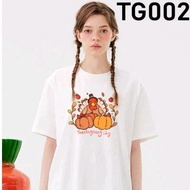 THANKSGIVING TSHIRT PUMPKIN TURKEY WOMAN COTTON 2XS-2XL SUMMER LOOSE SIZE ROUND NECK SHORT SLEEVE ST