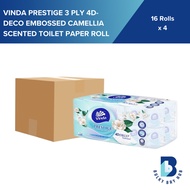 [Carton Deal] Vinda Prestige 3 Ply 4D-Deco Embossed Camellia Scented Toilet Paper Roll (16 Rolls) (B