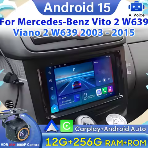 No 2din Car Radio Android 15 For Mercedes-Benz Vito 2 W639 Viano W639 2003 - 2015 Video GPS Navigati