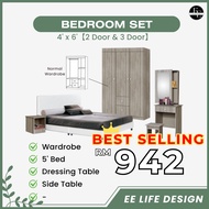 [EE LIFE DESIGN] SET BILIK TIDUR 4' X 6' / QUEEN  BEDROOM SET 4' X 6 ' / WARDROBE 2 DOOR & 3 DOOR