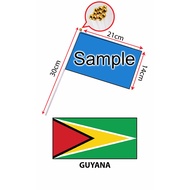 Guyana Hand Flag With Stick (14x21cm)/ Bendera Tangan Dunia Guyana (14x21cm)