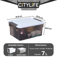 Citylife 7L Widea Transparent Storage Box Stackable Storage Container Box - M X-6318