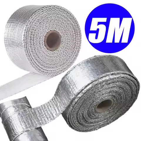 5M Aluminum Foil Motorcycle Muffler Heat Shield Tape Exhaust Heat Shield Tape Fiberglass Heat Shield