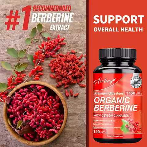 Berberine Capsules - with Ceylon Cinnamon - Blood Sugar Balance, Cardiovascular Health, Aid Digestio