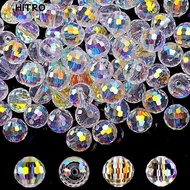 HITRO Glass Beads, 10MM Crystal AB Round Crystal Glass Beads, DIY Jewelry Making Faceted Round Iride