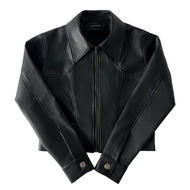 MOTTOM - APPIA Short Faux Leather Front Zipper Jacket