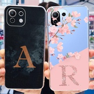 Xiaomi 11 Lite 4G 5G Casing Luxury Letter Cute Flowers Pattern Back Cover Xiaomi 11 Lite 5G NE Phone Case Shockproof Bumper Clear TPU