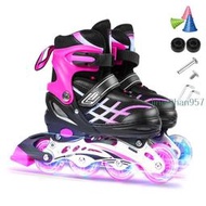 現貨[CA]可調整照明直排輪滑冰鞋帶發光輪適合兒童和青少年女孩男孩直排輪滑鞋
