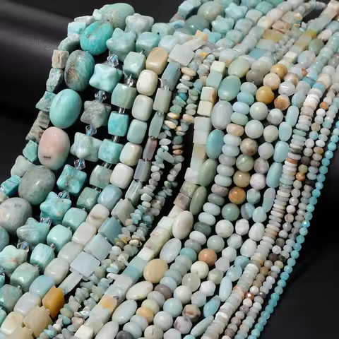 Natural Amazonite Stone Beads Square Faceted Round Tube Shape Beads Gem Amazonite Beads For Jewelry