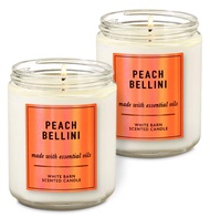 Bath & Body Works Peach Bellini Single Wick Scented Candle with Essential Oils 7 oz / 198 g Each Pac