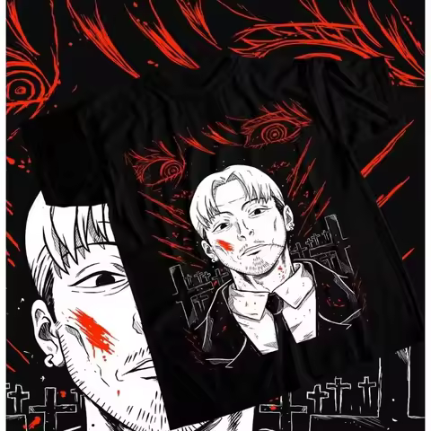 Trends Summer 2025 Cosplay Anime Kishibe T-Shirt Chainsaw Man Deat, Anime, Manga T-Shirt Graphic Tee
