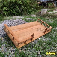 SLK หิ้งพระ หิ้งวางพระติดผนังไม้สักแท้ แบบเหลี่ยม ไซส์ 80*38 ซม (ยาว*ลึก) งานไม่ได้ทำสี Buddha shelf