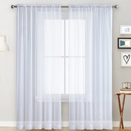 Elegant Look Sheer Curtains Living Room Rod Pocket Window Curtain Panels Bedroom Semi Sheer Voile Cu