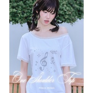 POKEE | one shoulder top Off With A Drawstring Off Shoulder Top