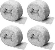Shineboc Steel Wool 4 Pcs, 3.1"x13 Ft Wool, for Gap Fill Fabric, Keep Mice Away from Holes, Siding, 