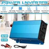 1500W Peak 12/24/48/60V to 220V Car Power Inverter Voltage Converter Charger Adapter Invertor For Any Vehicles Blue