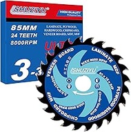 SHUZIYU 3-3/8" (85mm)-24T, Wood Work Circular Saw Blade, Arbor 15mm with 3/8“(10mm) Wahser, for Lami