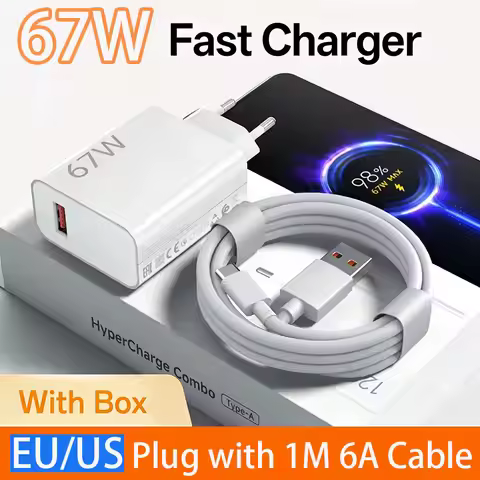 67W Charger Cargador Type-C Hyper Turbo Chargers 67W Fast Charging Adapter for Xiaomi 15T 13 Pro 11 