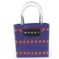 全新未使用商品 ☆ MARNI Marni Market Picnic Basket 皮革 Logo 貼片手提包 海軍藍 女款