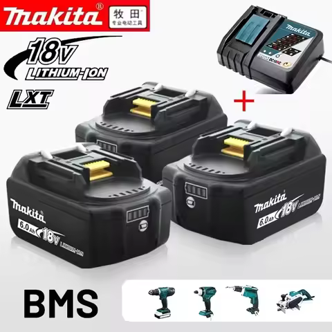 100% Original Makita Battery, 6.0Ah 18V Rechargeable Battery for DHP489 DGA404 DDF487 DTD173 DAS180 