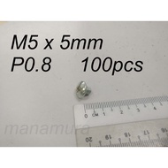 Pan Head Machine Screw M5 x 5mm Pitch P0.8 (100pcs) Blue/Yellow Zinc M505 5x5 5 x 5