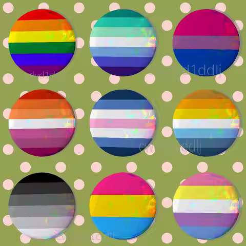 Lgbtq Flags Lesbian Button Pins Cartoon Badge Round Brooch on Backpack Accessories Jewelry Gift for 