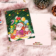 [Rangevoyage] 10pcs Christmas Greeg Cards Santa Claus Snowman Elk Gift Tag Xmas Paper Blessing Cards With Envelope New Year Navidad Cards [sg]