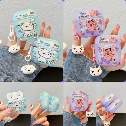 Kawaii CrayonShin-chan Anime character NoharaShiro&Buriburizaemon Earphone Case For Airpods 1 2 3 4 
