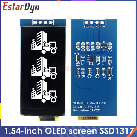 1.54 Inch OLED Display 64x128 SSD1317, 4-Pin I2C SPI Interface white Screen Module for Arduino DIY