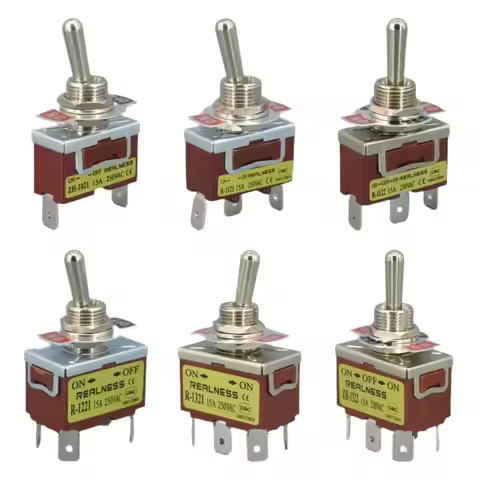 Uniteelec-REALNESS Toggle Switch R/ZH-ZH-1021/1121/1122/1221/1322/1321 2pins/3pins/6pins Silver Cont