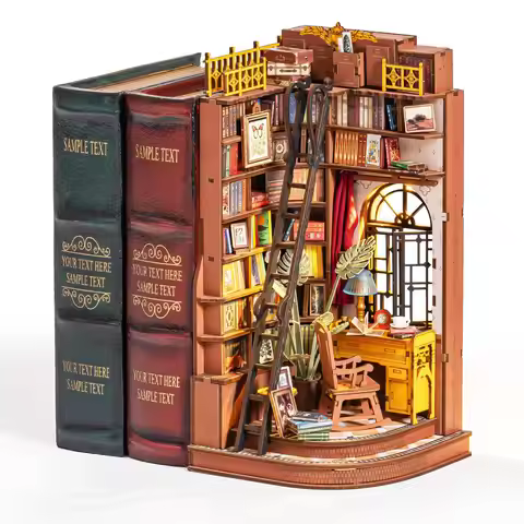 ROBOTIME Rolife Book Nook British Library Diorama Vintage Bookshelf Decor Creative DIY Relaxation Gi