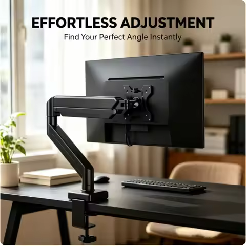 14-32 Inch Single Monitor Mount Height Adjustable Monitor Arm C-Clamp Grommet Base Desk Stand for Ho