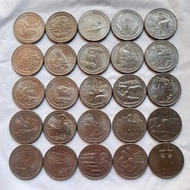 Koin Commemorative Amerika USA Quarter Dollar Bagus - Set 50 Pcs Beda