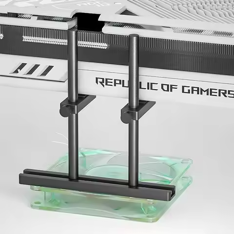 GPU Support Dual Brace: Fan mounting Adjustable Aluminum Graphics Card GPU Bracket Video Card Stand 