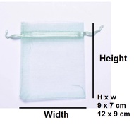 12x9 cm. 10-pc Organza Bag drawstring Mint Light sea green, pastel. 12 cm x 9 cm, 9x12 Goody packagi
