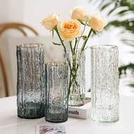🚓Light Luxury Gold Vase Creative Bark Pattern Hydroponic Vase Furniture Decoration Living Room Flower Arrangement Vase H