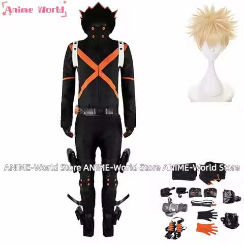 《Custom size》Anime Mission Katsuki Bakugou Cosplay Costume Boku No Hero Bakugou Wig Halloween Carniv